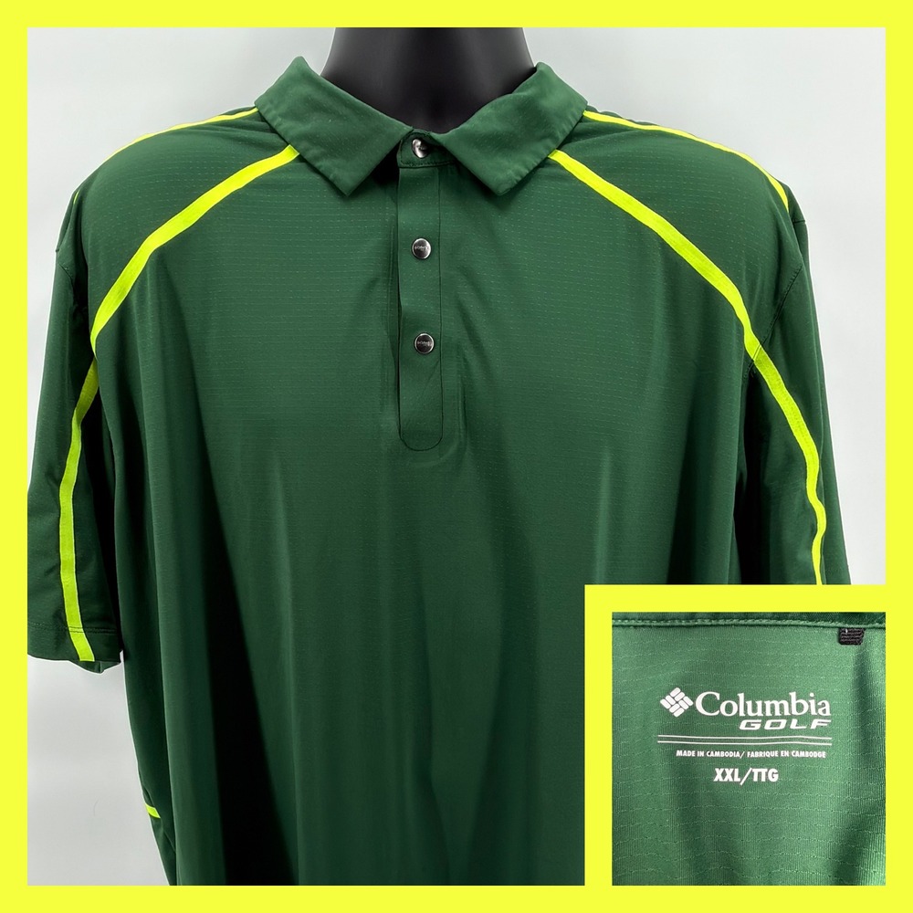 Columbia Golf Polo Shirt Mens XXL Green Omni-Wick Performance Short Sleeve
